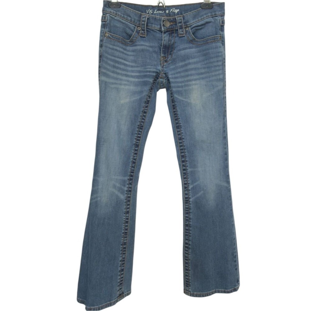 Victoria’s Secret Low 5 Flap Pocket Blue Denim Flare Jeans. 4.